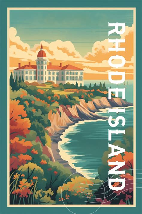 Rhode Island Vintage Travel Poster Print Wall Art Gift Idea Home Decor