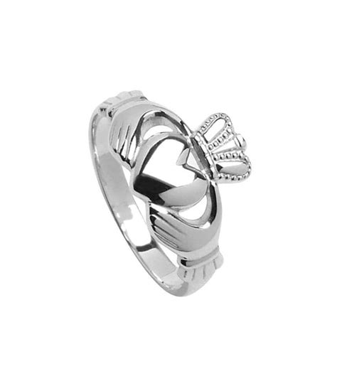 Bague Claddagh Moyenne Argent Or Ou Or Blanc Anneaux De Claddagh