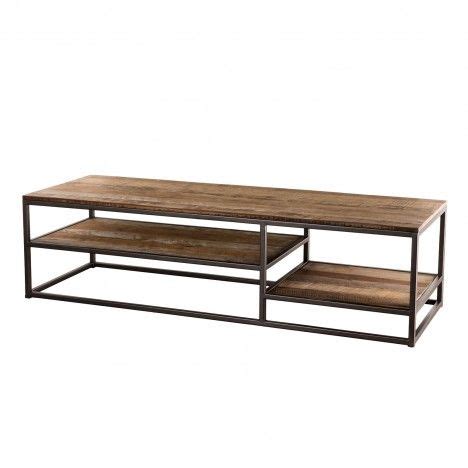 Table Basse Rectangle Bois Massif Et M Tal Tag Res Sula Decome Store