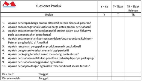 Detail Contoh Kuesioner Penelitian Pemasaran Koleksi Nomer 15