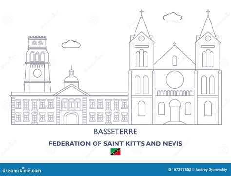 Saint Kitts And Nevis Country Design Flat Cartoon Vector Illustration