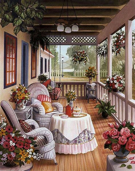 Pin by Tamara Vishnevskaya on Живопись Decor Cottage art Porch