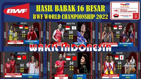 Hasil BABAK 16 BESAR BWF World Championship 2022 Hari Ini 4 Wakil INA