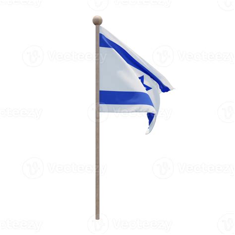 Bandeira De Ilustra O D De Israel No Poste Mastro De Madeira