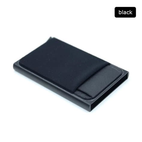 Porte Cartes Bp F Slim Aluminum Card Wallet With Elasticity Back Pouch