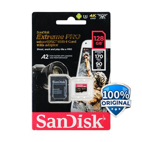 Sandisk Extreme Pro Microsdxc Uhs I Class 10 A2 V30 U3 170mbs 128gb