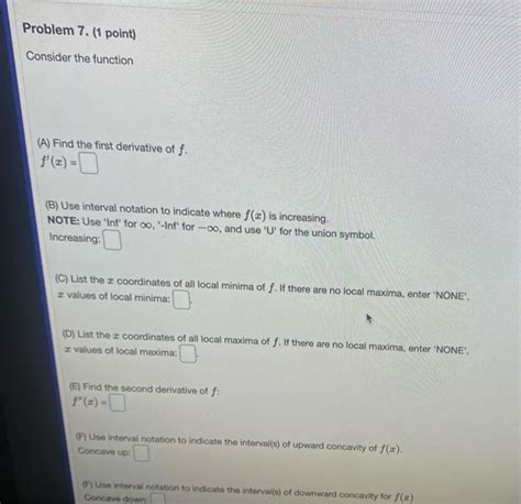 Solved Problem Point Consider The Function A Find Chegg