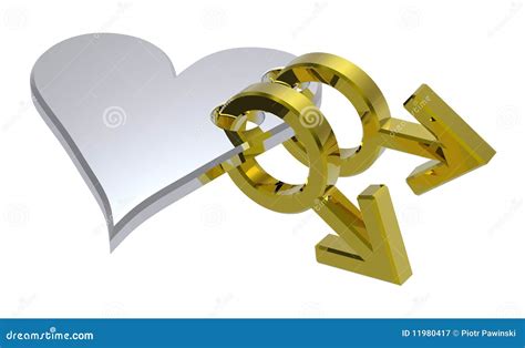 Chrome Sex Symbols Linked With Heart Stock Illustration Illustration Of Heart Sign 11980417