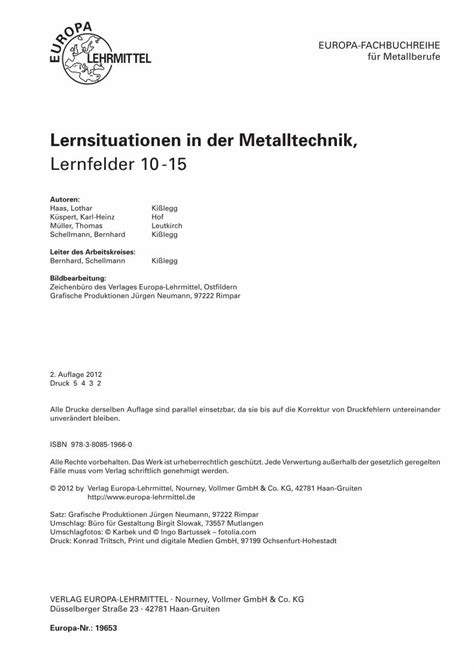 Pdf Lernsituationen In Der Metalltechnik Europa Lehrmittel