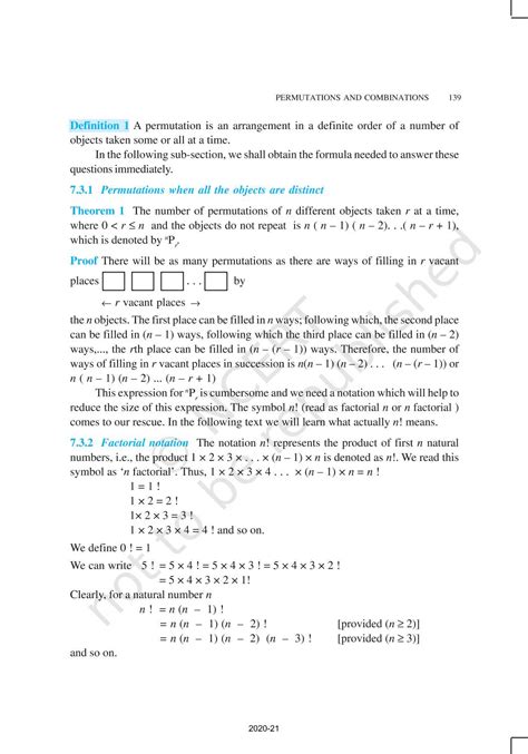 Permutations And Combinations Ncert Book Of Class 11 Mathematics