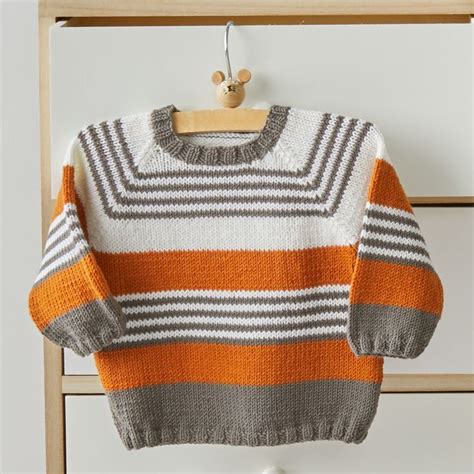 Pull rayé manches raglan Merino Baby Modele tricot enfant Pull