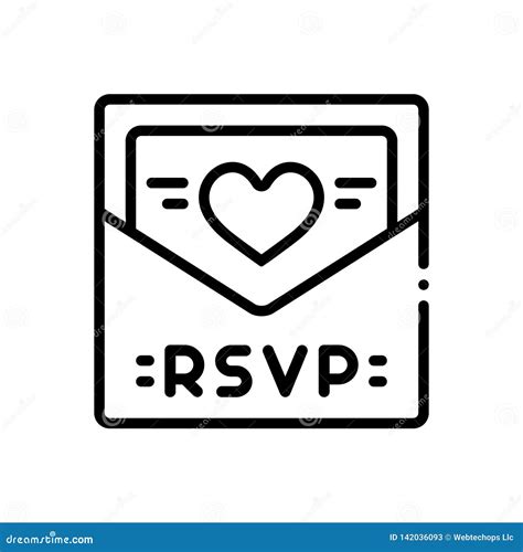 Black Line Icon for Rsvp, Message, Card and Invitation Stock Vector - Illustration of black ...