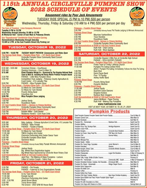 2022 Schedule Of Events 114th Circleville Pumpkin Show Circleville OH