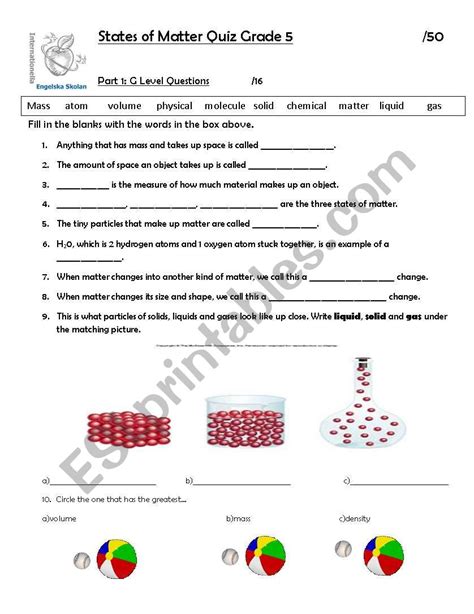 States Of Matter Worksheet Answers