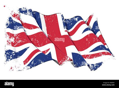 Grunge Illustration Of A Waving Uk Flag Against White Background With Clipping Path Stock