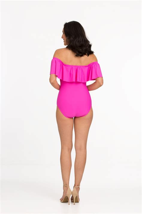 Off Shoulder Flounce One Piece Suit Tara Grinna Swimwear Tara