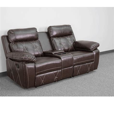 Reel Comfort Series 2 Seat Reclining Brown Leathersoft Theater Seating