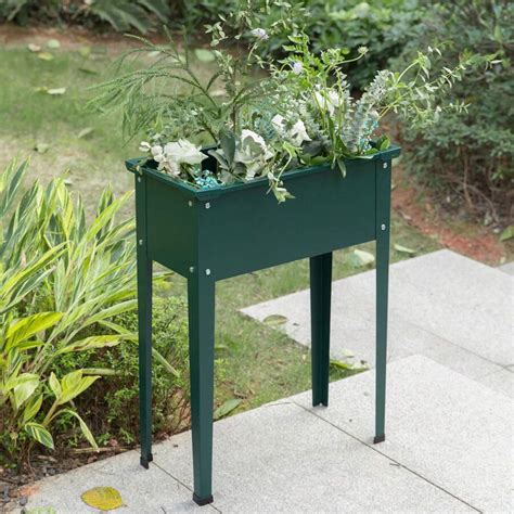 Green Freestanding Raised Garden Bed Rectangular Flower Planter Mode