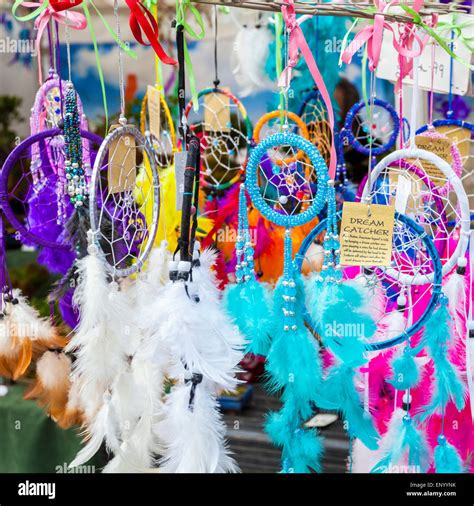 Dream catchers (or dreamcatchers) for sale on a market stall ...