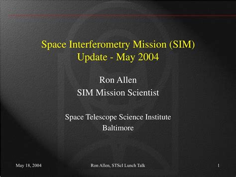 Ppt Space Interferometry Mission Sim Update May 2004 Powerpoint