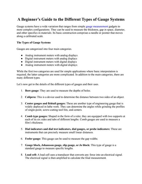 A Beginner’s Guide to the Different Types of Gauge Systems by ...