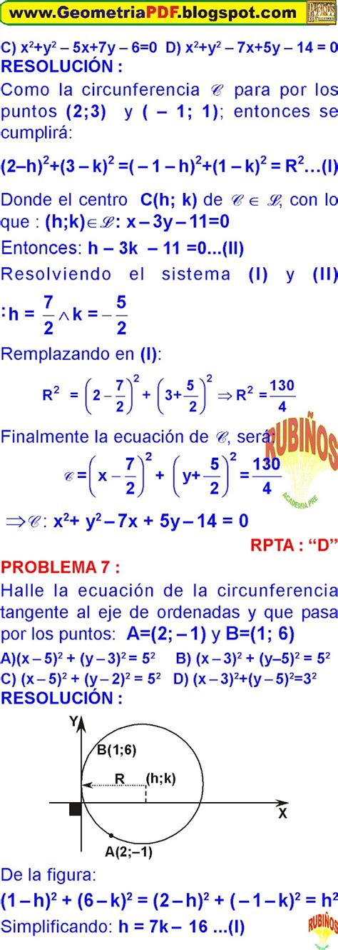 EcuaciÓn De La Circunferencia Geometria AnalÍtica BÁsica Ejercicios Resueltos De MatemÁticas