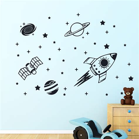 Rocket Outer Space Ship Vinyl Wall Sticker Decor Decal Mural Kids Children room