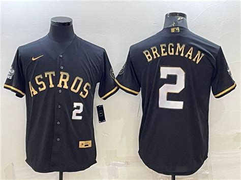 Houston Astros 2 Alex Bregman Black Gold Wworld Series Patch Jersey