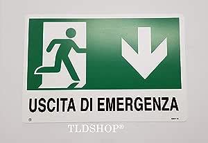 Tldshop Cartello Segnaletico In Pvc Uscita Di Emergenza Freccia