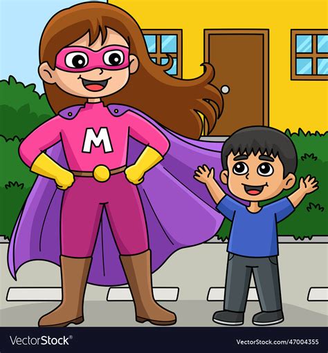 Mothers Day Supermom Colored Cartoon Royalty Free Vector