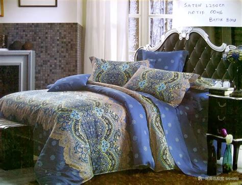 Sprei Jepang Motif Batik Biru Sprei On Line Bed Cover Sprei Katun