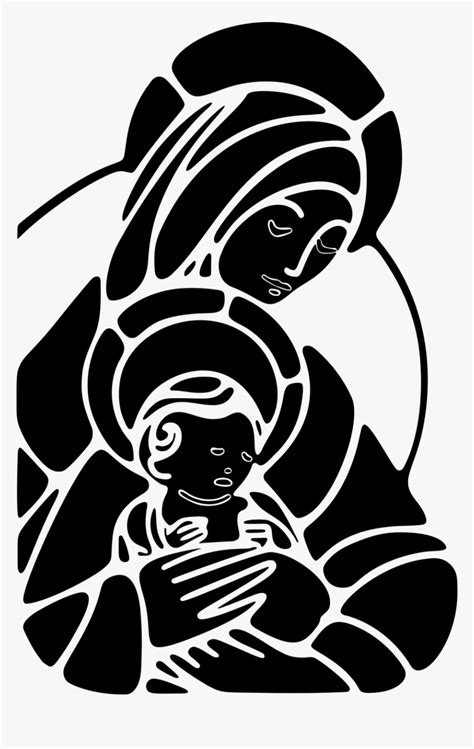 Virgin Mary With Baby Jesus Images Silhouette Hd Png Download Kindpng