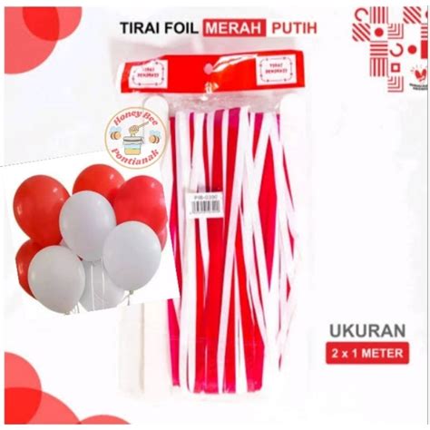 Jual Paket Dekorasi Tirai Balon Merah Putih Merdeka Hut Ri