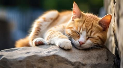 Premium AI Image | a yellow cat is sleeping soundly with a cute face