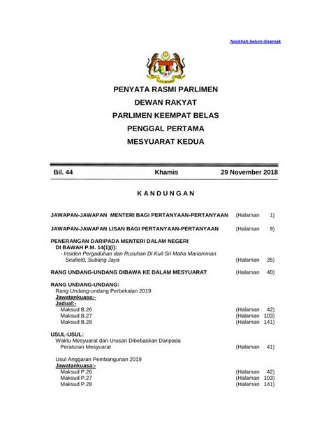 Pdf Penyata Rasmi Parlimen Dewan Rakyat Parlimen Penggal Pertama