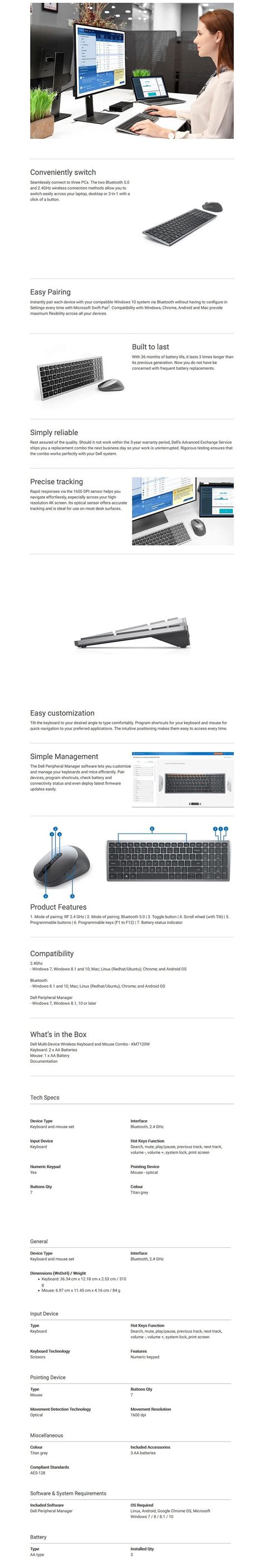 Dell KM7120W Wireless Keyboard and Mouse