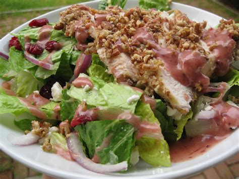 Pecan Crusted Chicken Salad With Cranberry Vinaigrette A Hint Of Honey