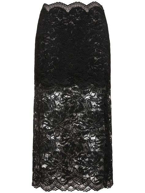 Rabanne Stretch Lace Midi Skirt Paco Rabanne