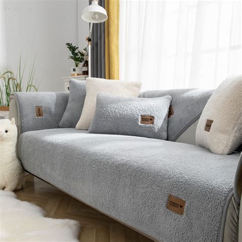 Thick Fuzzy Sherpa Fleece Non-slip Couch Cover | Cozy & Durable ...