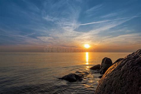 Summer Sunset on Lake Peipus Stock Image - Image of sunrise, sunset ...