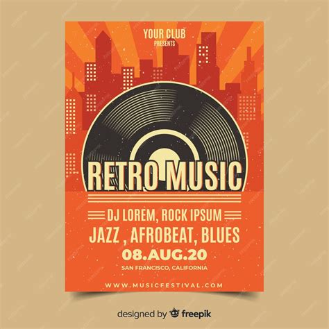 Free Vector Retro Music Poster Template