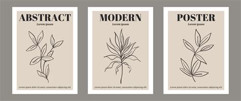 Set Of Botanical Contemporary Wall Art Poster Tropical Foliage Line Art Drawing Boho Abstract