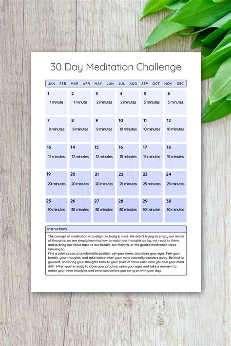 Day Meditation Challenge Printable Fitness Tracker And Planner