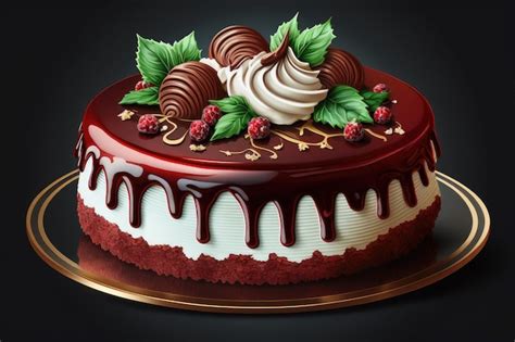 Premium AI Image Birthday Delicious Red Velvet Cake With Cream And