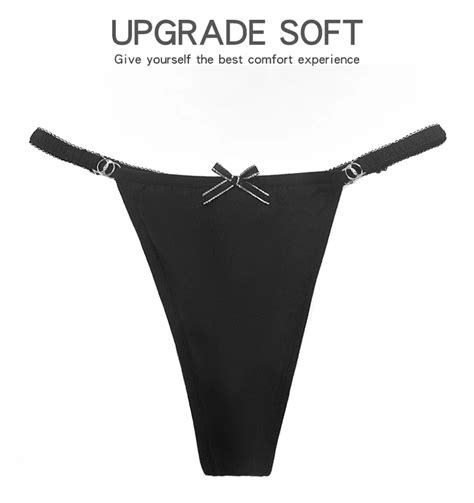 Hot Rhinestone Bow Women Thong Lingerie Low Waist Black Sexy Underwear G String With Hardware