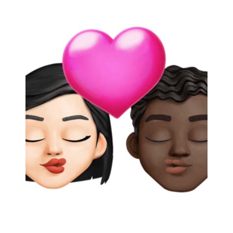 Emoji Beijo Mulher E Homem Pele Clara E Pele Morena Escura