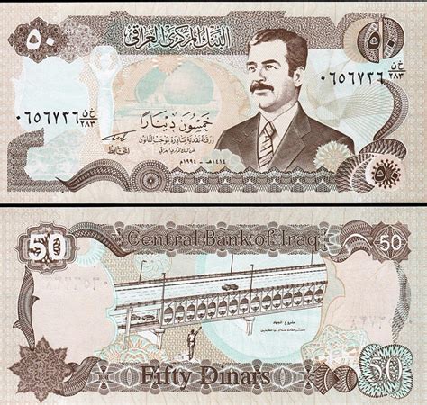 Iraq Pcs Set Dinars And Unc P P With Saddam