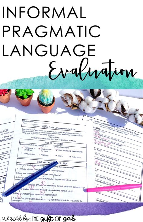 Informal Pragmatic Assessment | Pragmatic Language Checklist | Language ... 