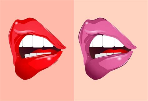 Labios Sensuales Vector Premium