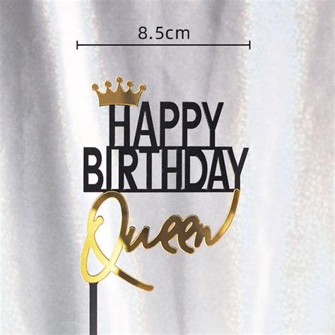 Generic Gold Crown Queen King Princess Prince Black Acrylic Happy ...